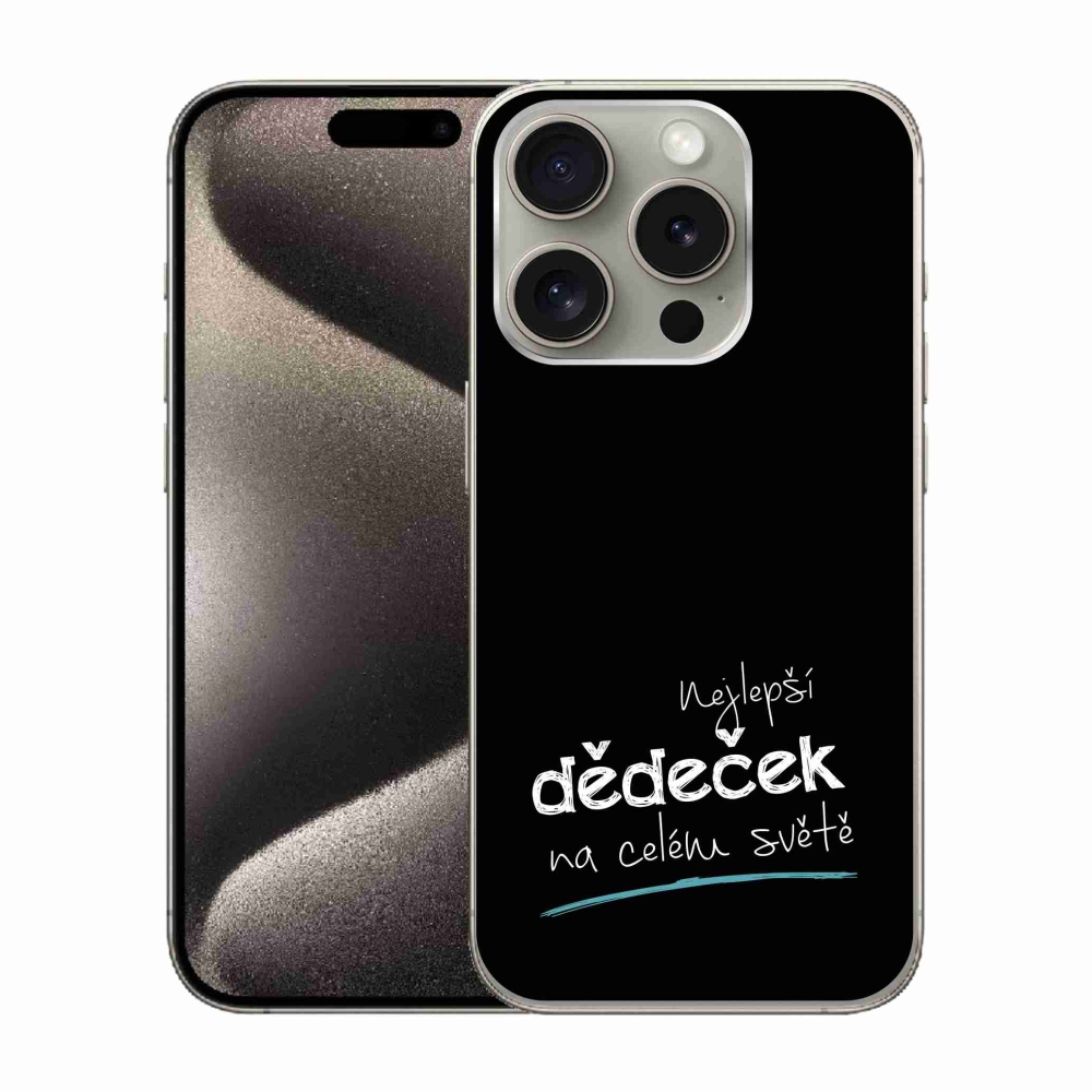 Gél borítás mmCase iPhone 15 Pro készülékhez - Legjobb nagypapa 3 fekete háttér