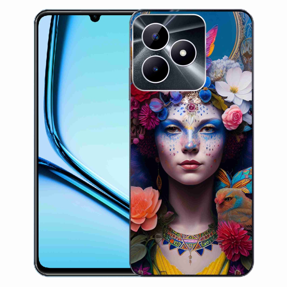 Gél borító mmCase a Realme Note 50 készülékhez - nő virágokkal