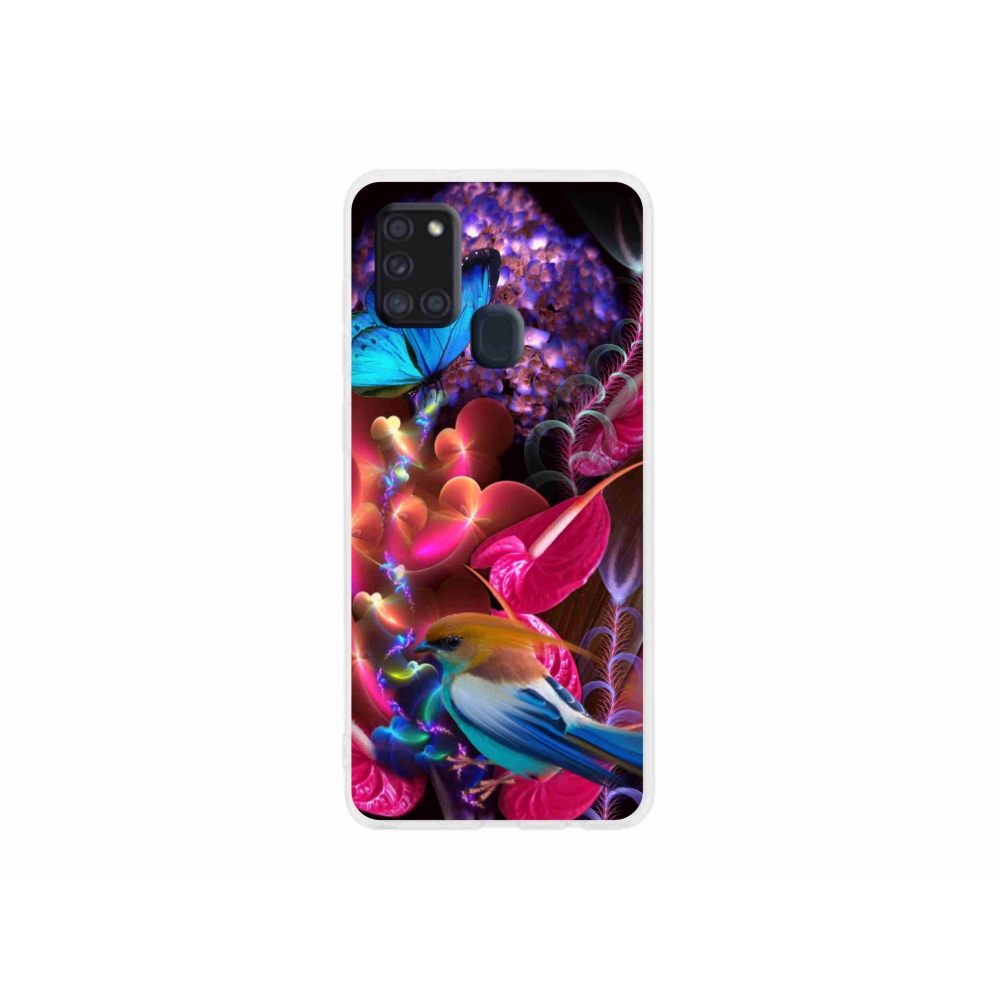 Gél védőhuzat mmCase Samsung Galaxy A21s készülékhez - színes virágok