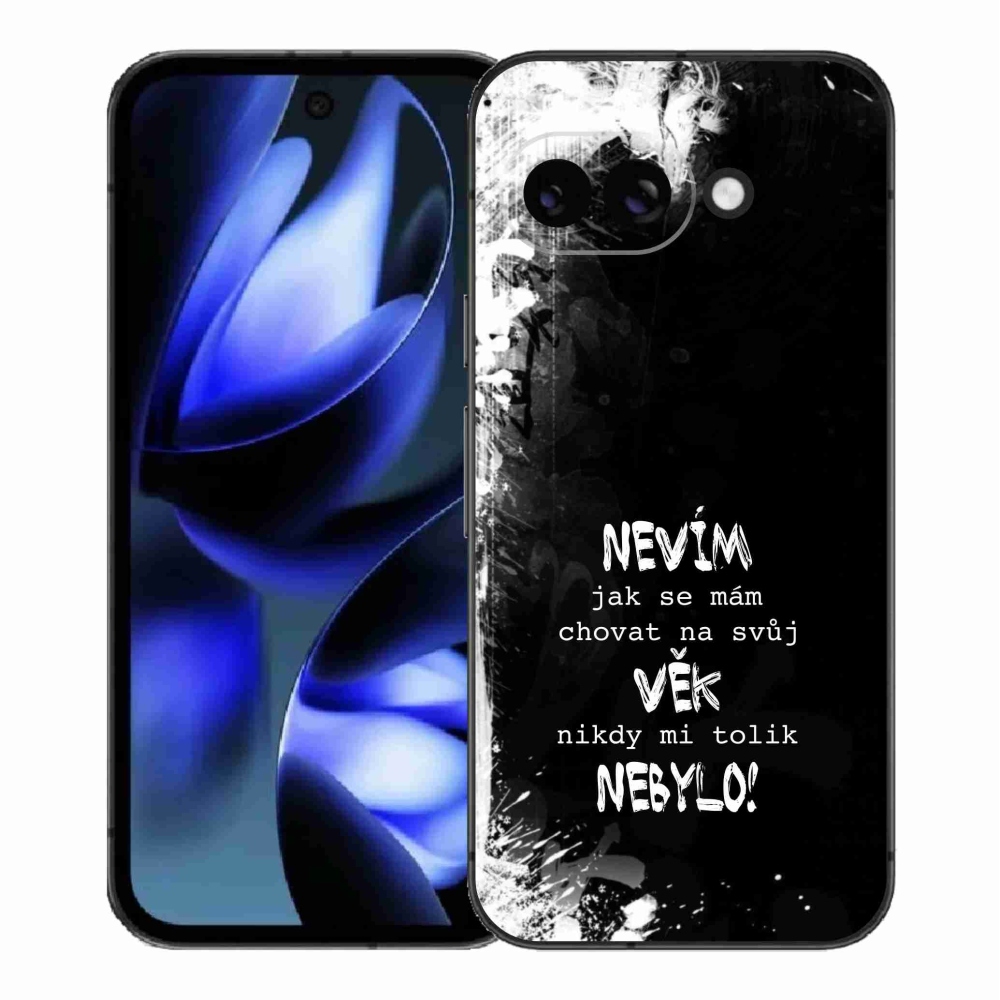 Gél borítás mmCase a Google Pixel 9a számára - vicces szöveg 14 fekete háttér