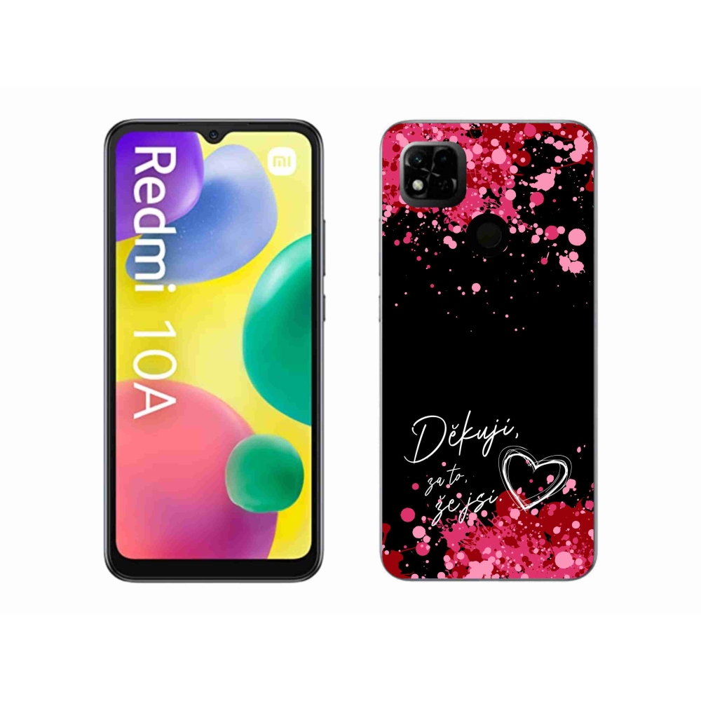 Gél borító mmCase a Xiaomi Redmi 10A számára - love text 2 fekete háttérrel