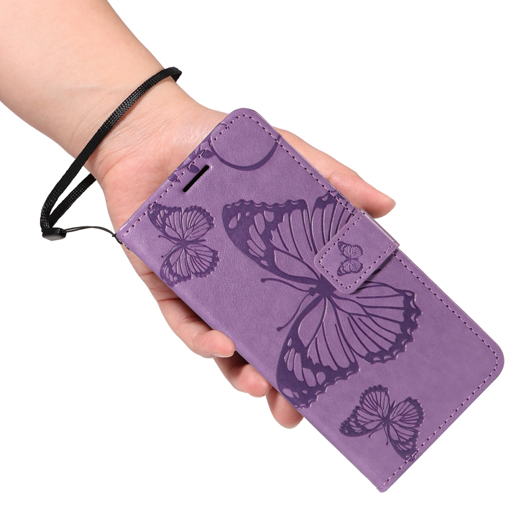 Nagy pillangó könyv tok a Xiaomi Poco F7 5G-hez - lila