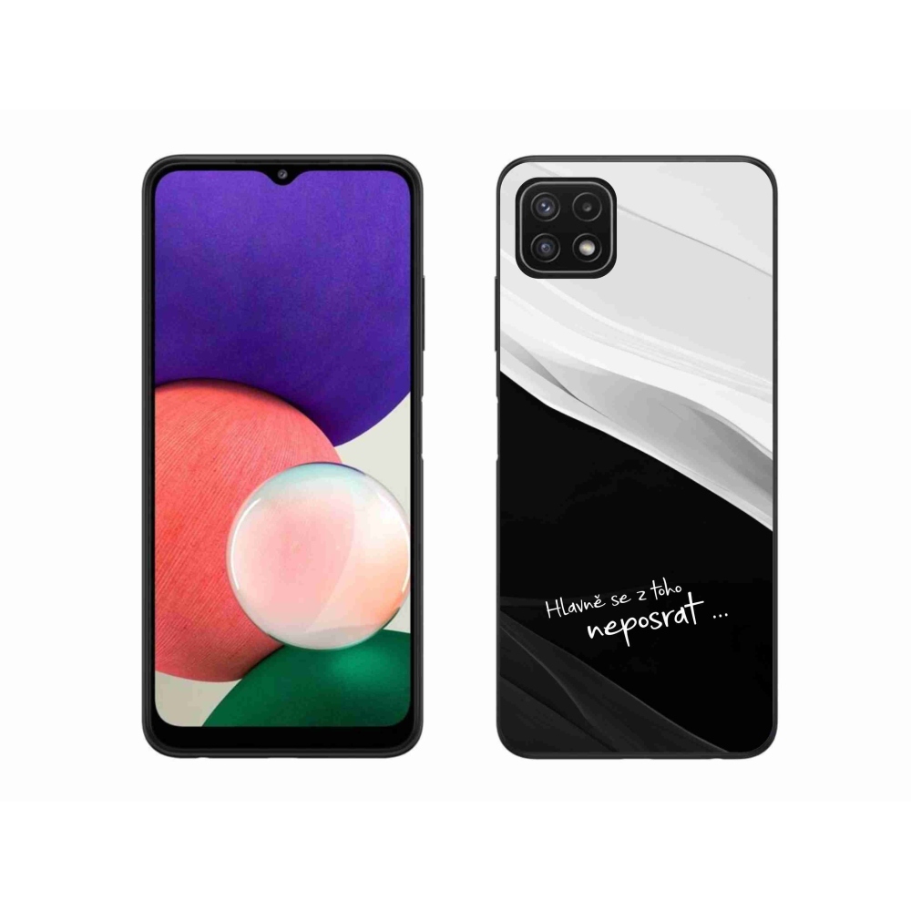 Gél borító mmCase Samsung Galaxy A22 5G - vicces szöveg 13 fekete és fehér háttérrel
