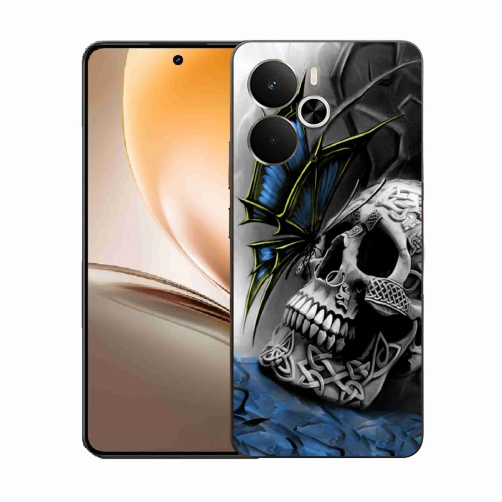 Gél borítás mmCase a Realme 14 5G készülékhez - pillangó és koponya