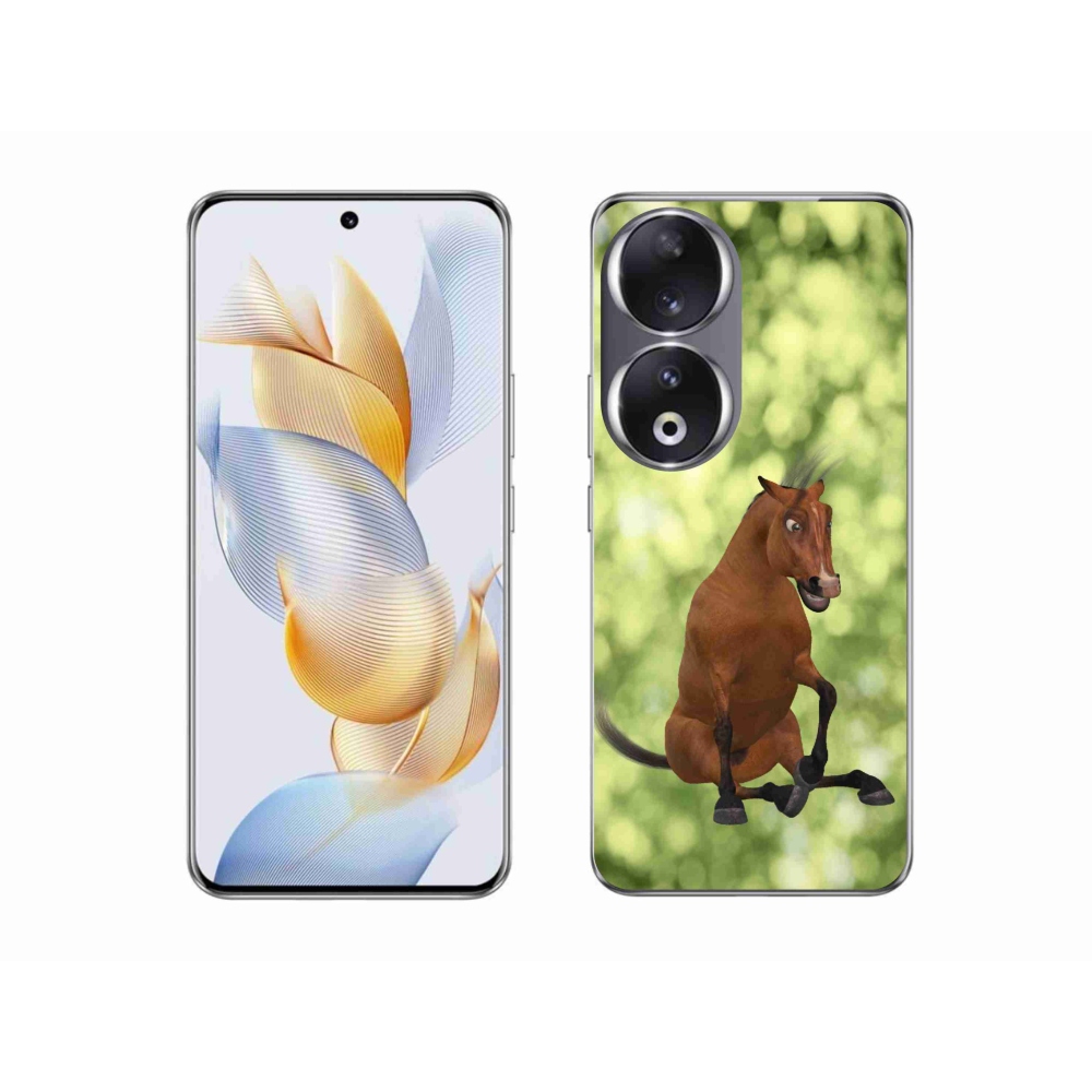 Zselés borító mmCase a Honor 90-hez - barna rajzfilm ló 1