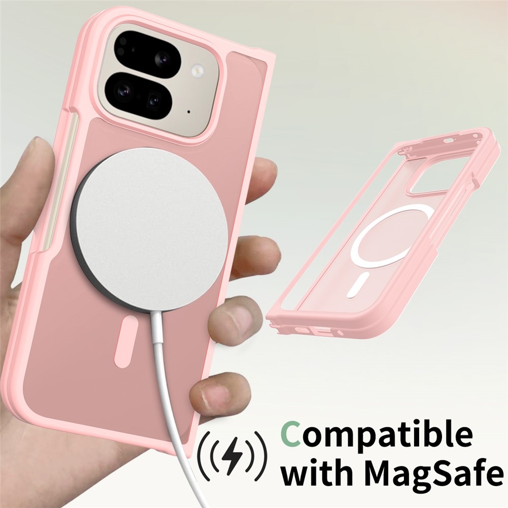 Bőr zselés tok fix hátlappal és MagSafe támogatással a Google Pixel 10 Pro Foldhoz - rózsaszínű