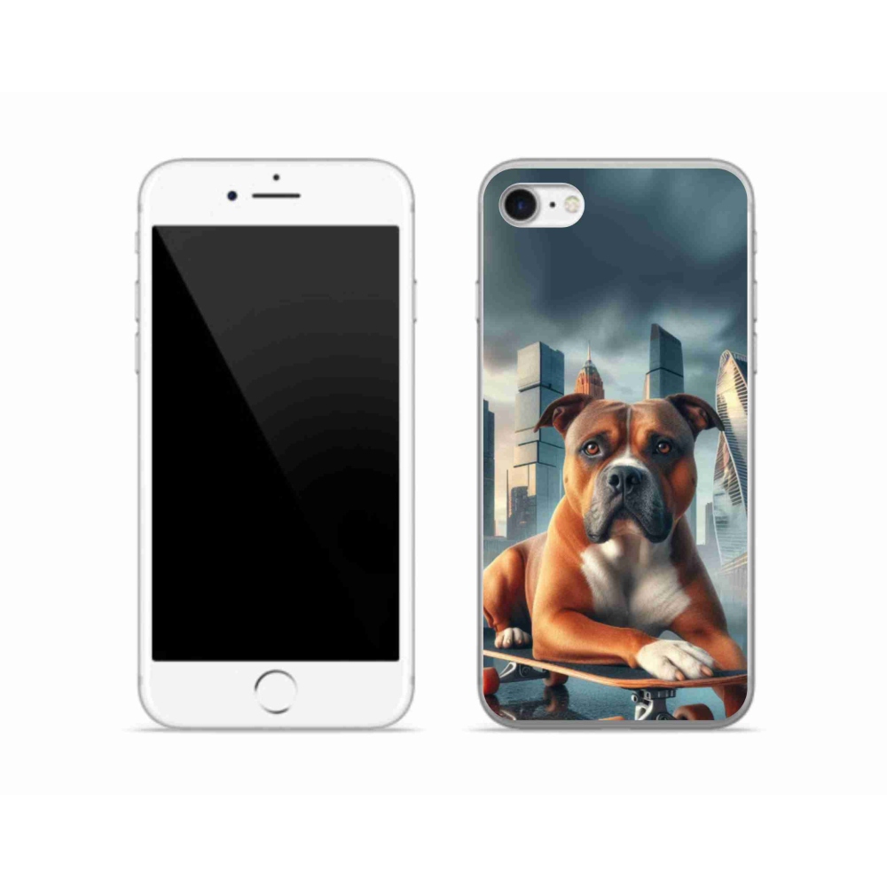 Zselés borítás mmCase iPhone SE (2020) - kutya gördeszkán