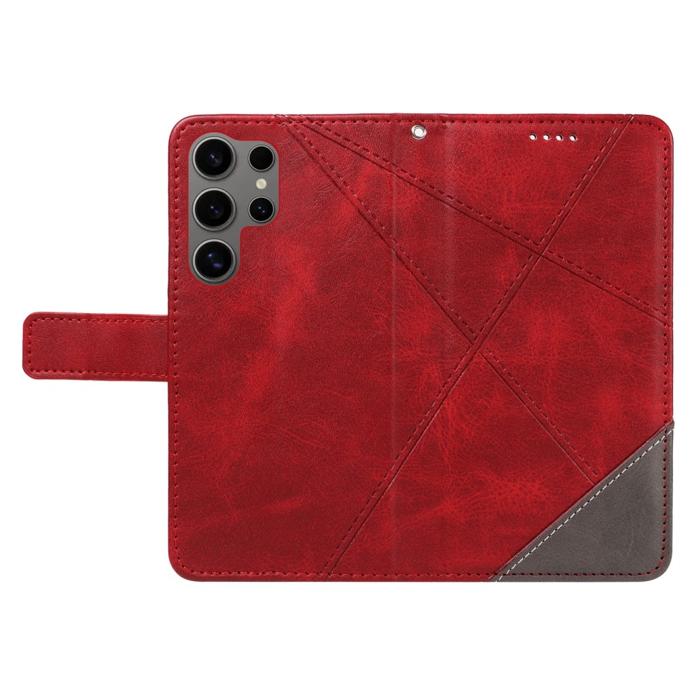 Vonalak könyv tok Samsung Galaxy S25 Ultra - piros