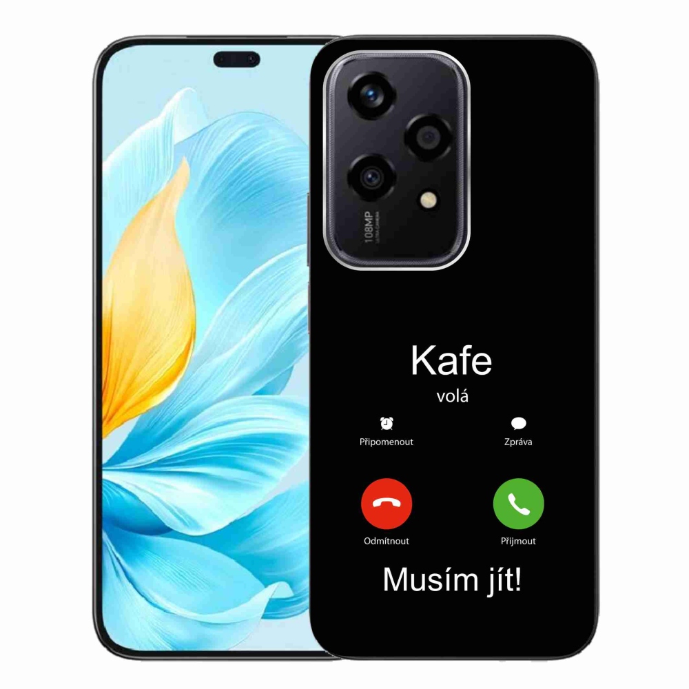 Zselés borító mmCase a Honor 200 Lite 5G készülékhez - kávé hívások fekete háttérrel