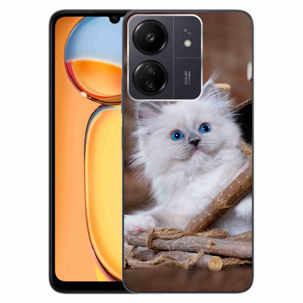 Gél borítás mmCase a Xiaomi Poco C65/Redmi 13C-hez - fehér cica