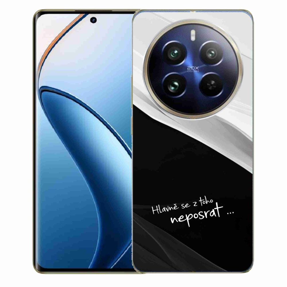 Gél borító mmCase a Realme 12 Pro 5G/12 Pro+ 5G - vicces szöveg 13 fekete-fehér háttérrel