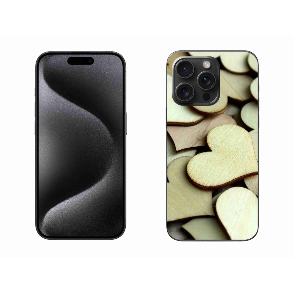 Zselés borítás mmCase iPhone 15 Pro Max készülékhez - fából készült szívek