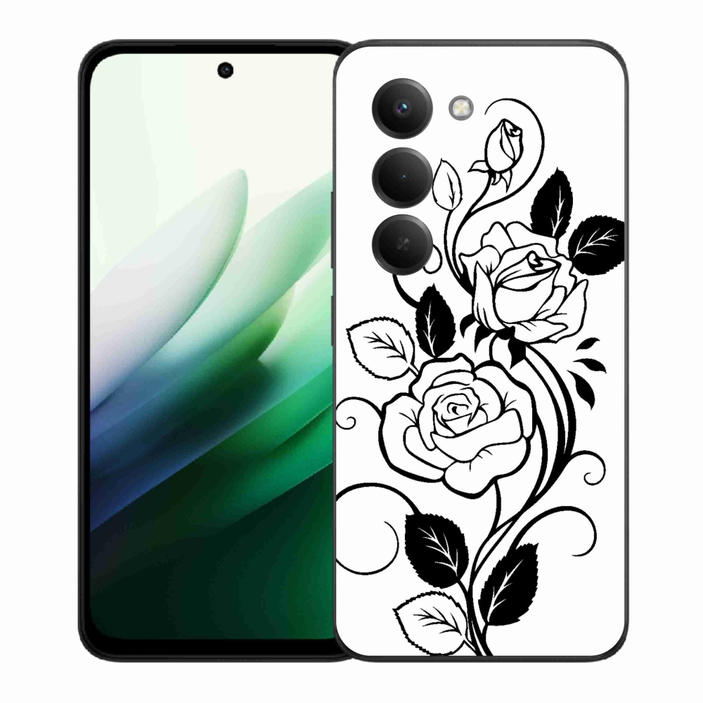 Gél borítás mmCase a Xiaomi Redmi 15 5G-hez - fekete és fehér rózsa
