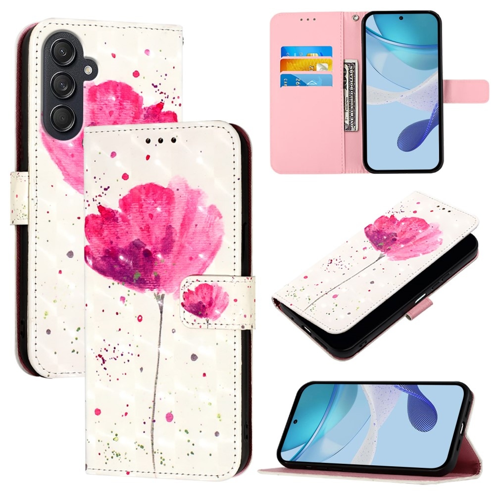 Patte könyv tok Samsung Galaxy M55 5G-hez - rózsaszín virág
