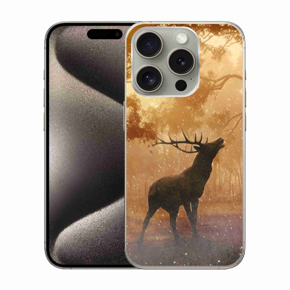 Zselés borítás mmCase iPhone 15 Pro készülékhez - szarvas a szarvasbőgésben