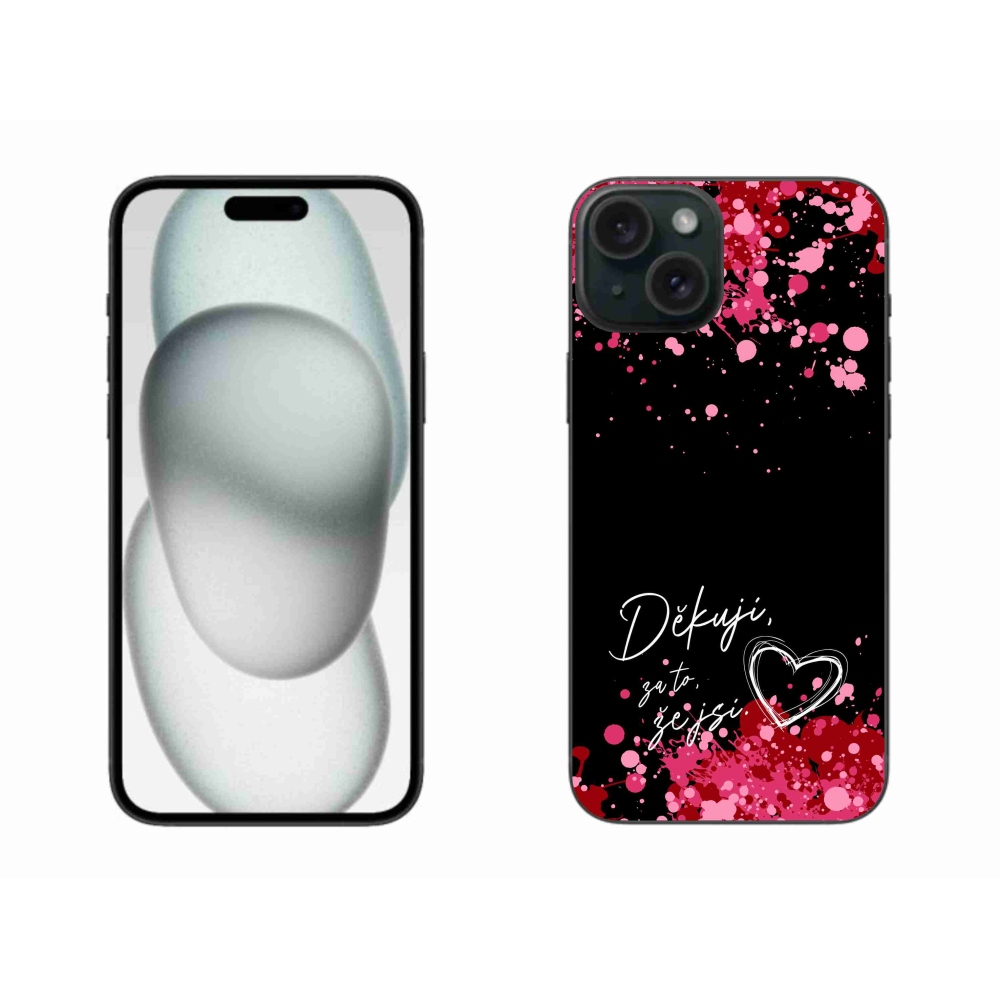 Gél borítás mmCase iPhone 15 Plus készülékhez - szerelmes szöveg 2 fekete háttér