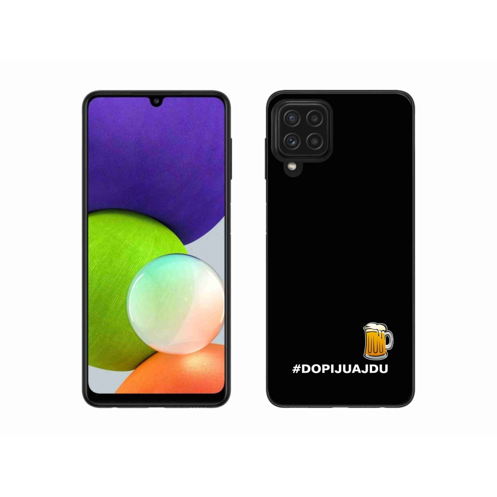 Gél borítás mmCase Samsung Galaxy A22 4G - sör motívum 1 fekete háttérrel