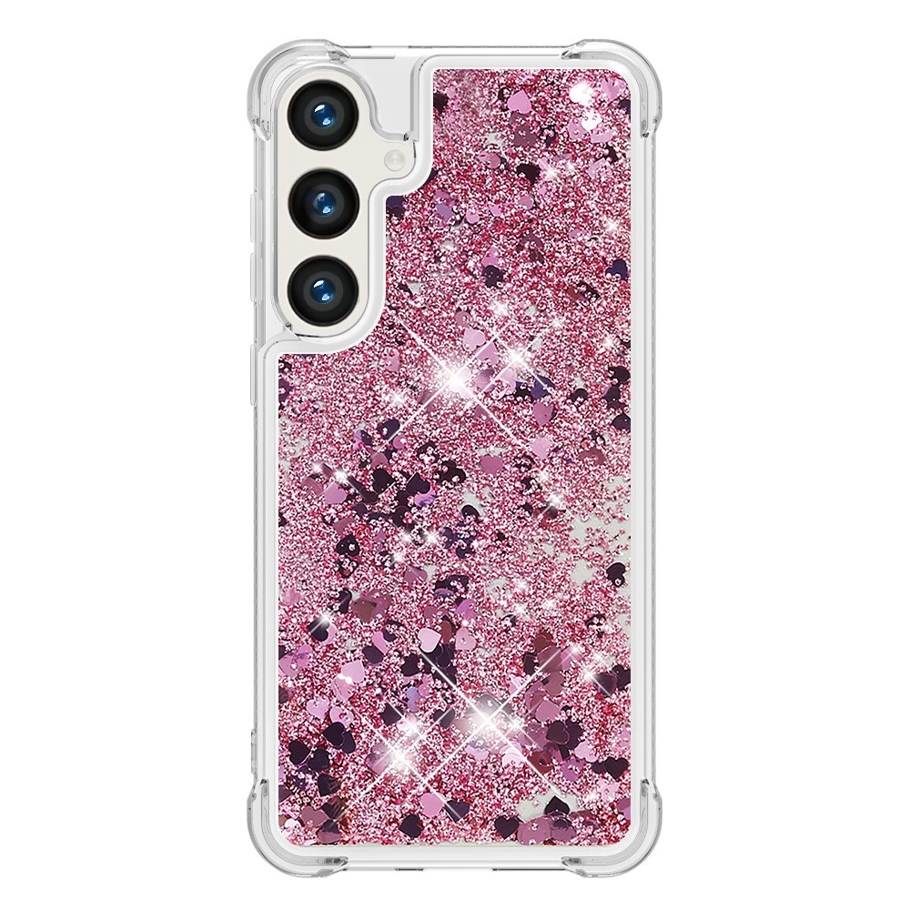 Glitter homokóra zselés tok Samsung Galaxy S24+ készülékhez - rózsaarany/szív