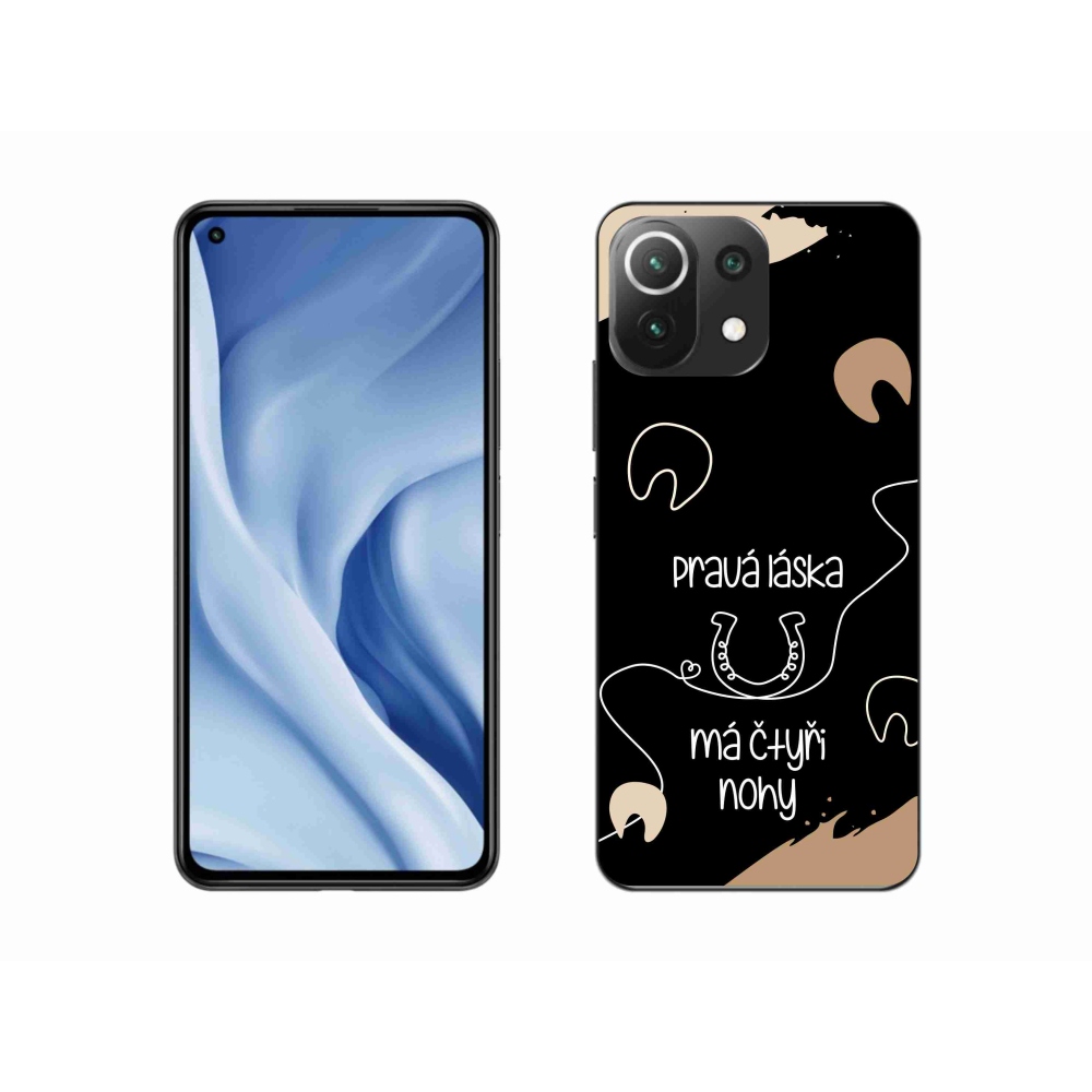 Gél borító mmCase a Xiaomi 11 Lite 5G NE számára - ló motívum fekete háttérrel