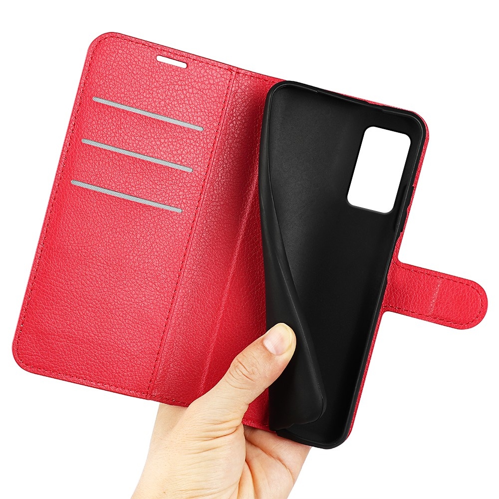 Litchi könyv tok Xiaomi Redmi Note 12S-hez - piros