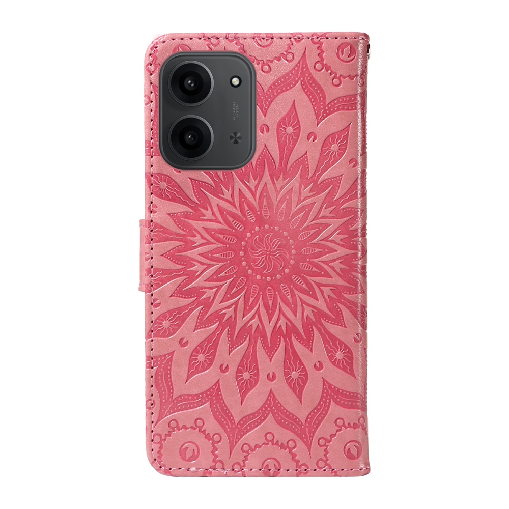 Napraforgó könyv tok Xiaomi Redmi 15C 4G/5G (173mm) - rózsaszínű