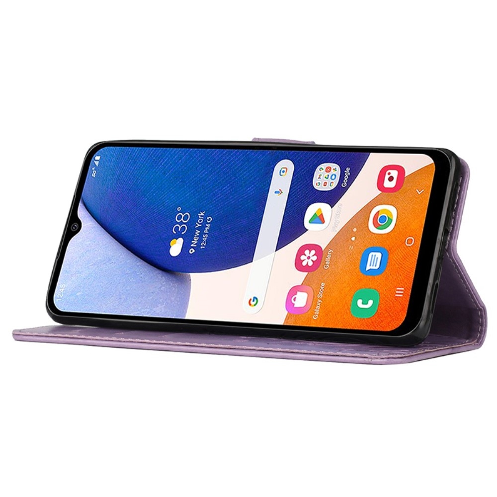 Virágok könyv tok Samsung Galaxy A05s készülékhez - világos lila