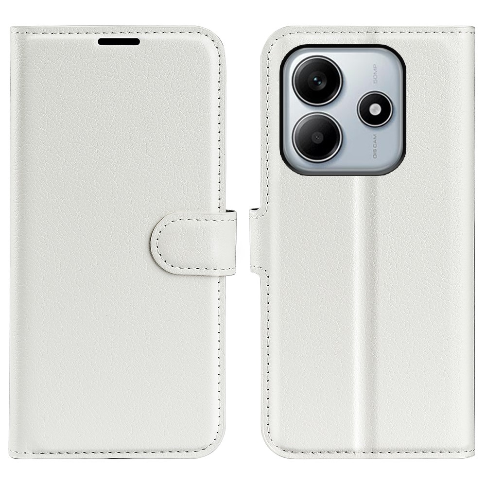 Litchi könyv tok a Xiaomi Redmi Note 14 5G-hez - fehér