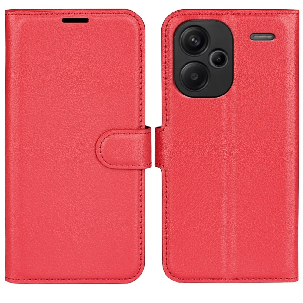 Litchi könyv tok a Xiaomi Redmi Note 13 Pro+ 5G-hez - piros