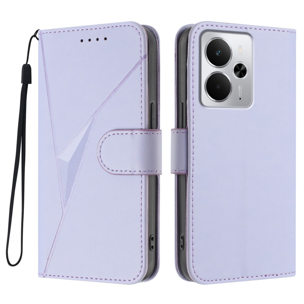Háromszögek könyvtáska a Realme 14 5G készülékhez - világos lila