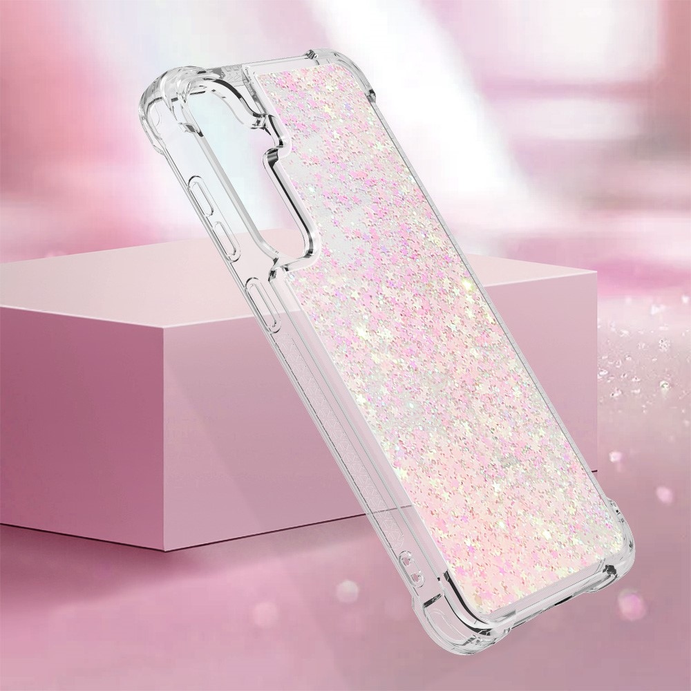 Glitter homokóra zselés tok Samsung Galaxy S24+ - rózsaszín / csillagok