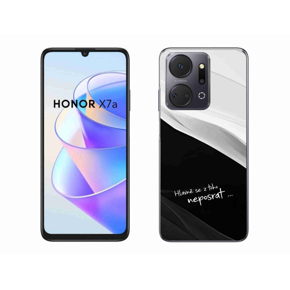 Gél borító mmCase a Honor X7a készülékhez - vicces szöveg 13 fekete-fehér háttérrel