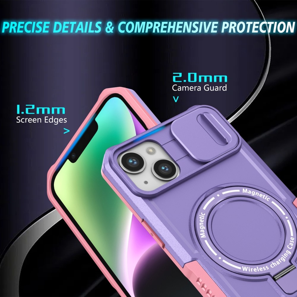 Fulcrum tartós borító kameravédelemmel és MagSafe funkcióval iPhone 14 készülékhez - rózsaszín/lila