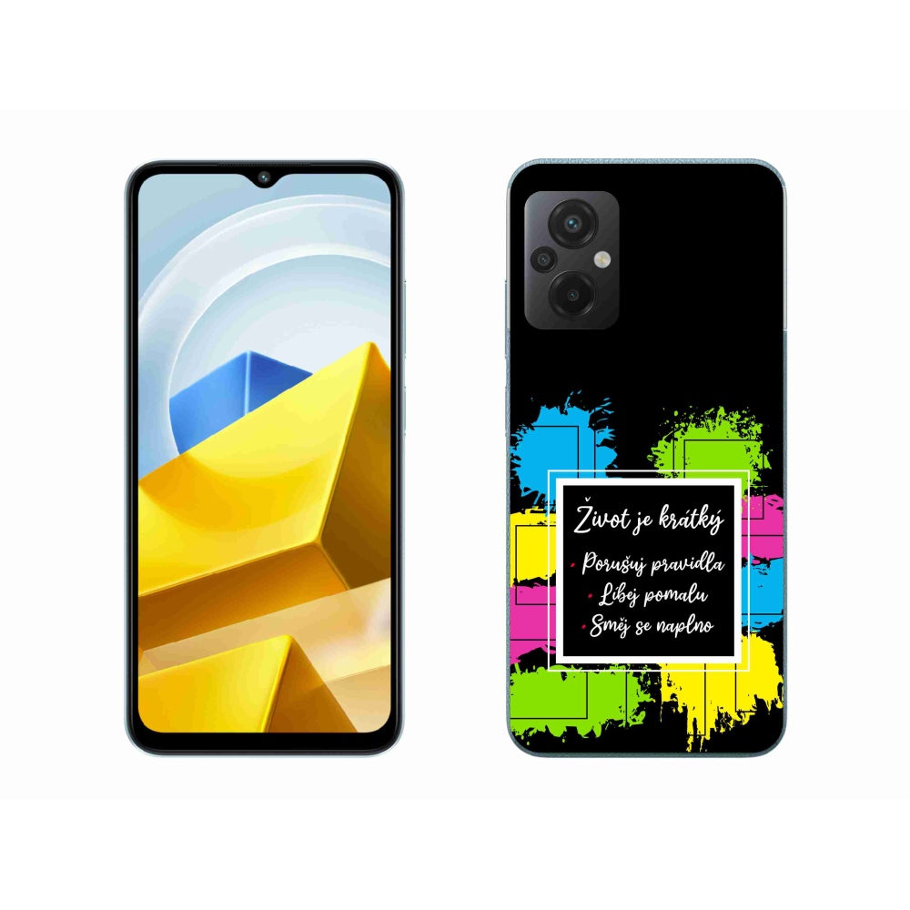 Gél borítás mmCase a Xiaomi Poco M5 4G - idézet 5 fekete háttérrel
