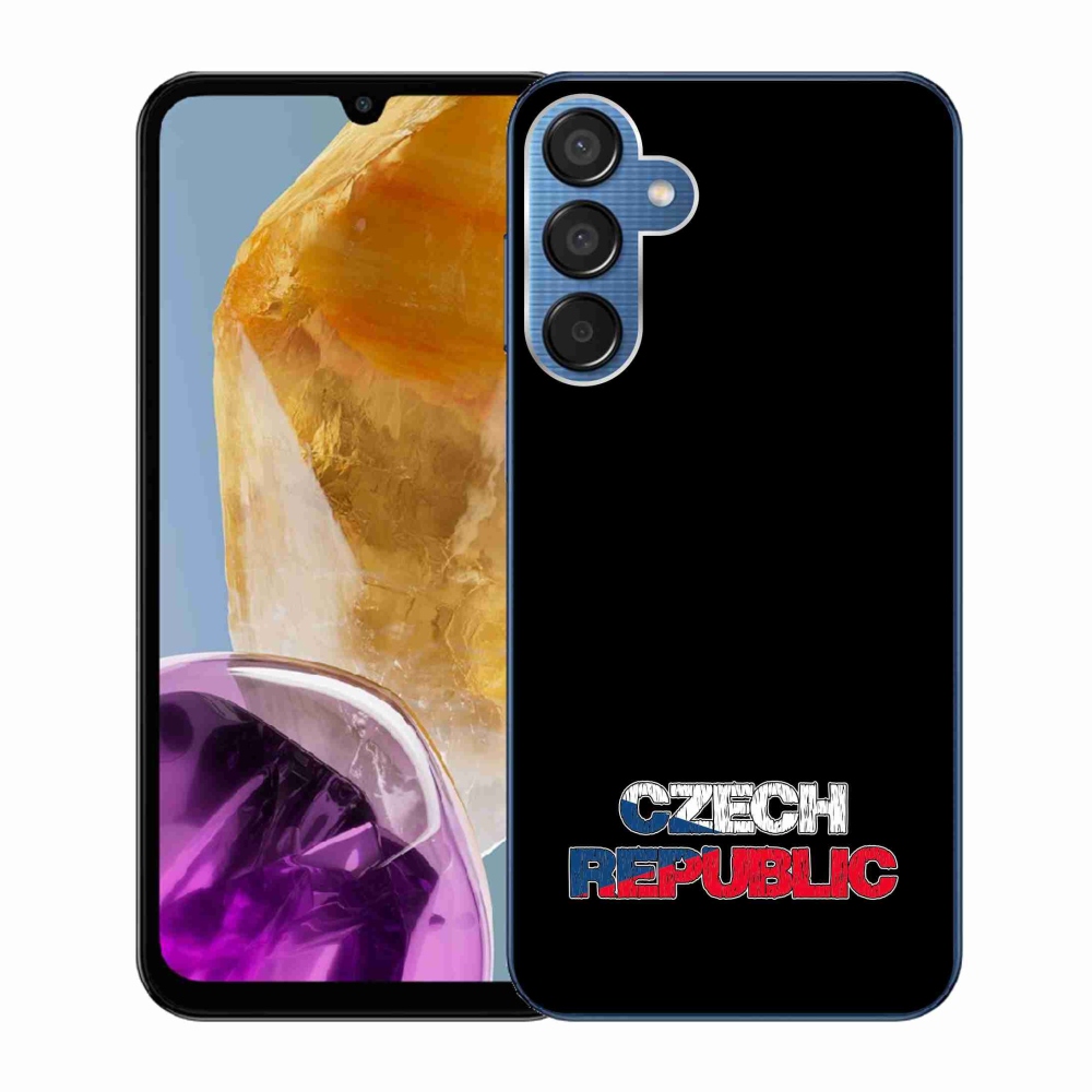 Gél védőhuzat mmCase Samsung Galaxy M15 5G - Csehország fekete háttérrel