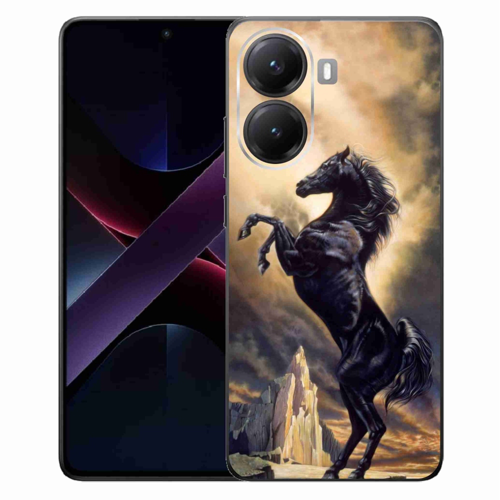 Gél borítás mmCase a Xiaomi Poco X7 Pro 5G számára - fekete rajzfilm ló