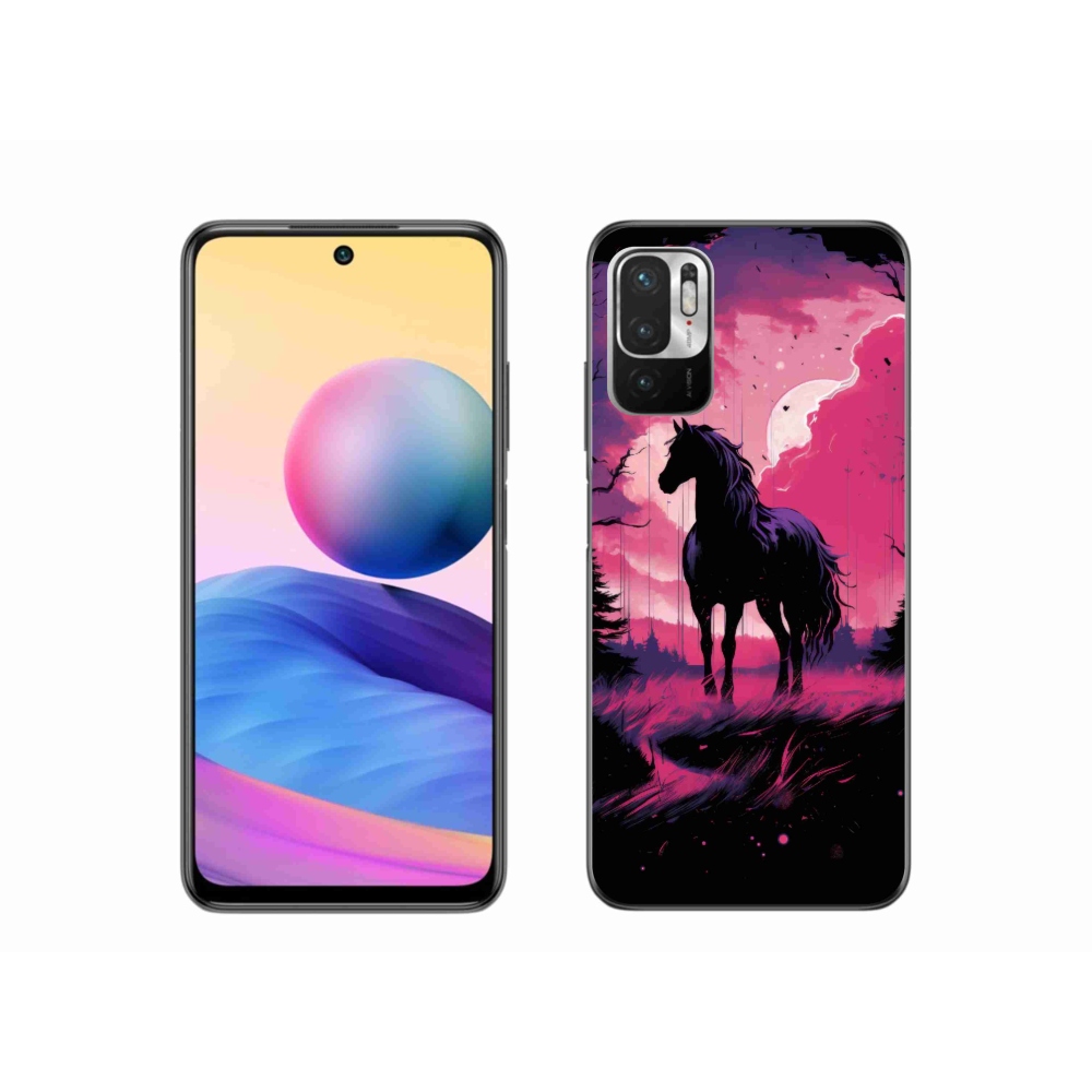 Gél borító mmCase a Xiaomi Redmi Note 10 5G-hez - fekete rajzfilm ló 1