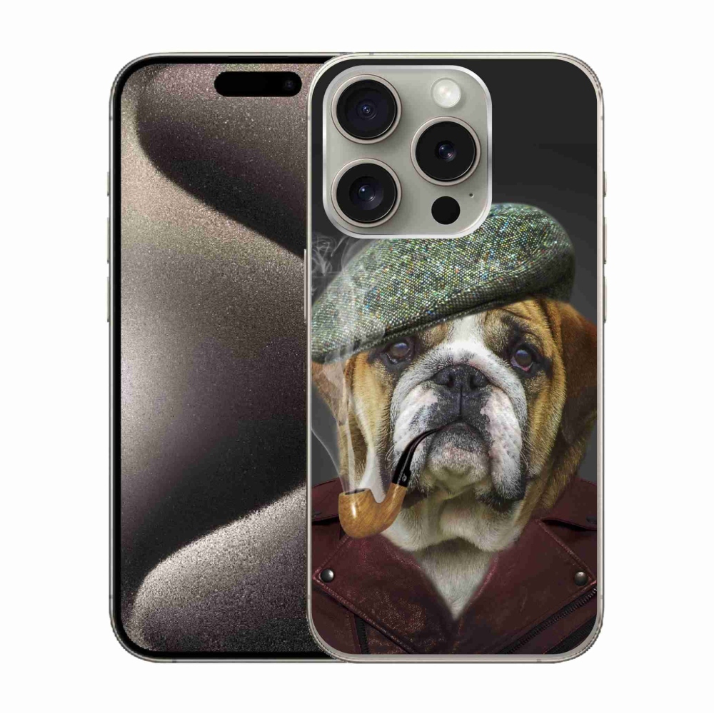 Zselés borítás mmCase iPhone 15 Pro készülékhez - kutya csővel