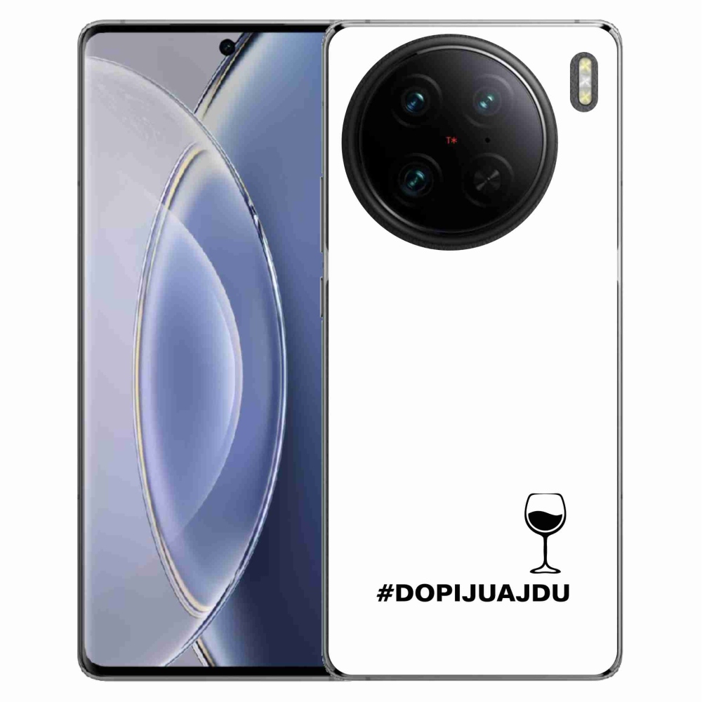 Gél borítás mmCase a Vivo X90 Pro készülékhez - bor motívum fehér háttérrel