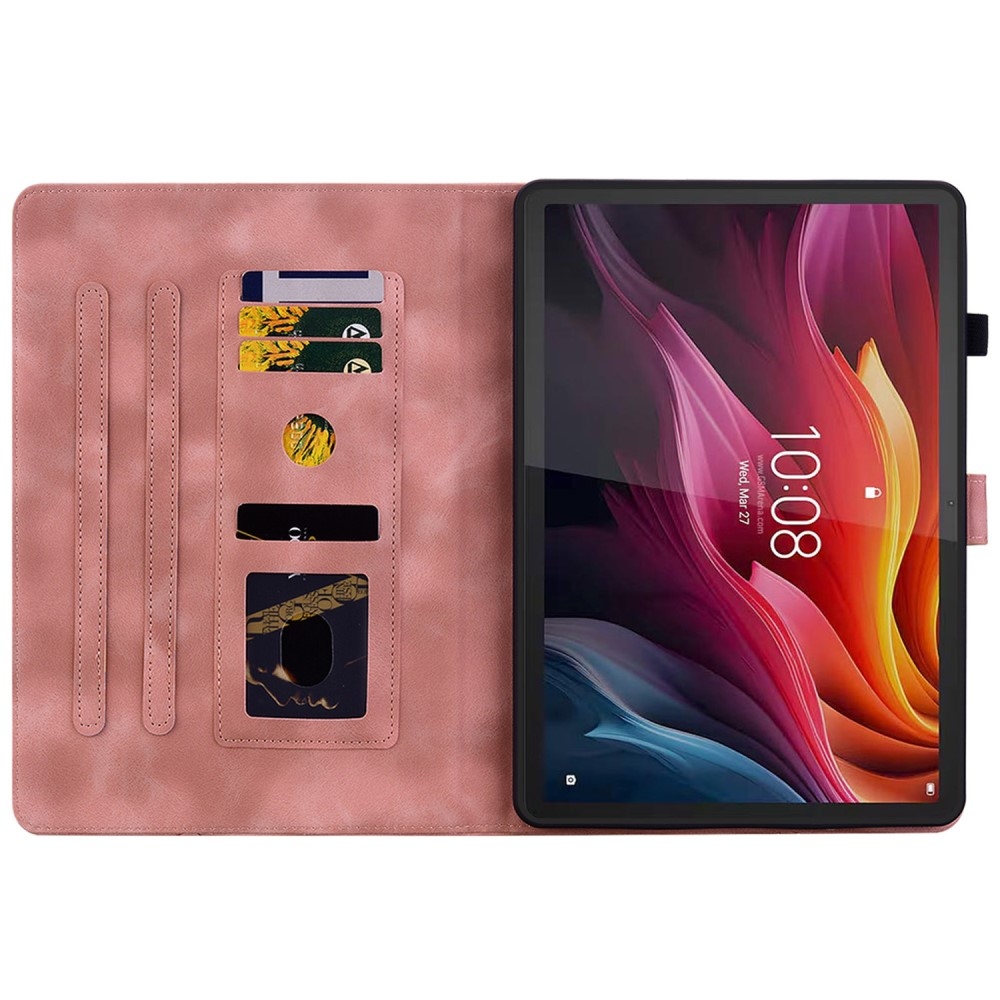Virágok záró tok Lenovo Tab K11 Plushoz - rózsaszín