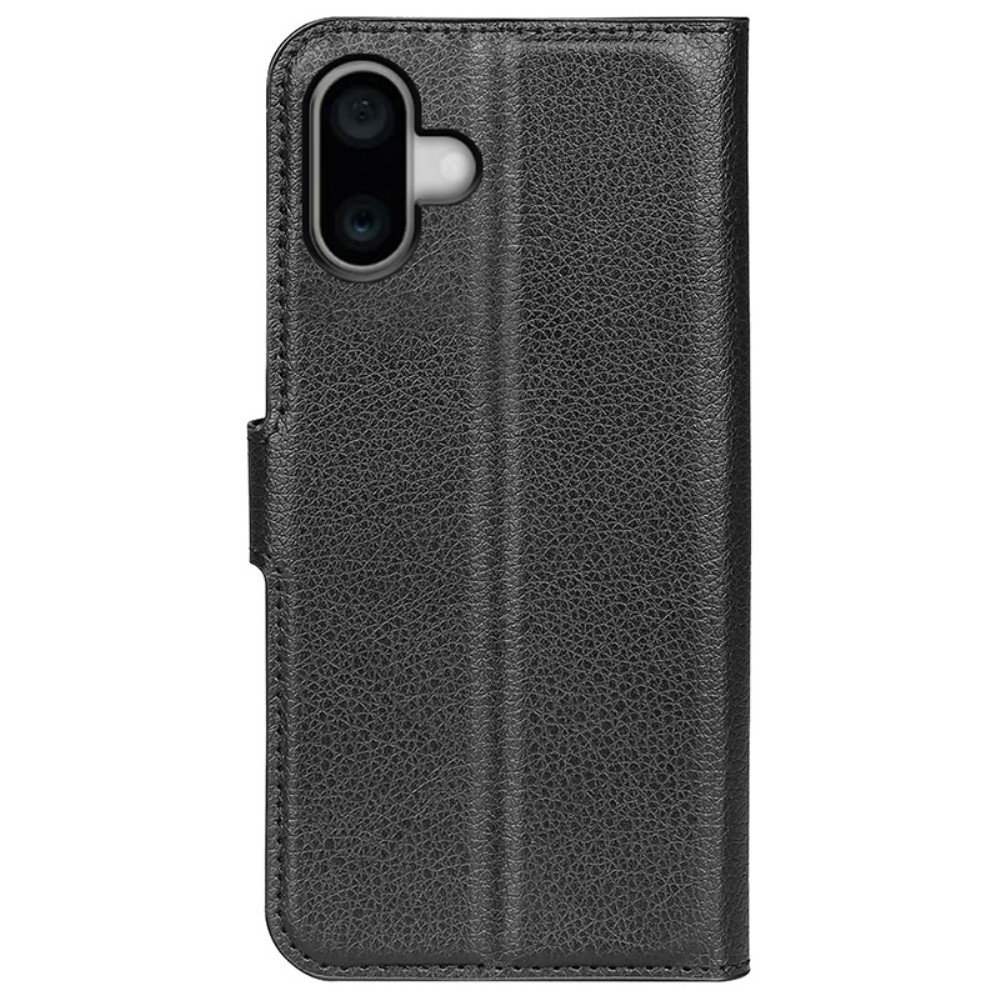 Litchi könyv tok iPhone 16-hoz - fekete