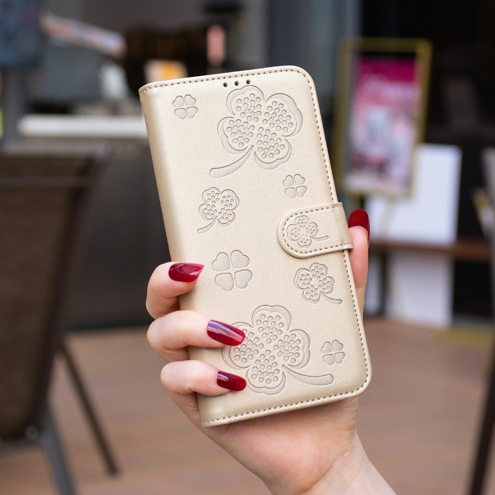 Clover könyv tok Samsung Galaxy S25 Edge készülékhez - arany színben