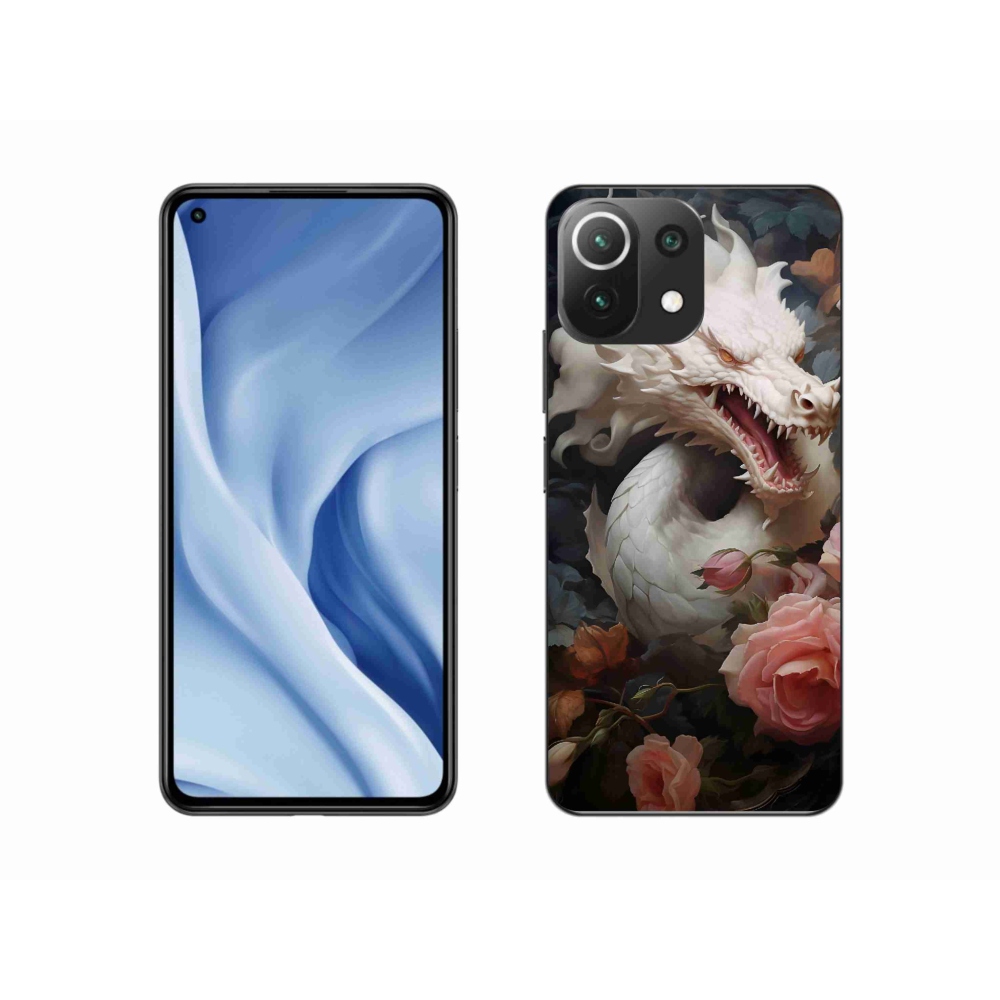 Gél borítás mmCase a Xiaomi Mi 11 Lite 4G/5G készülékhez - fehér sárkány