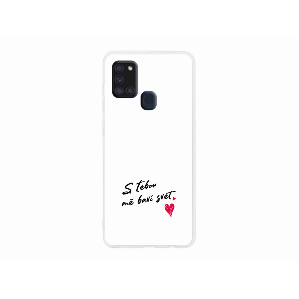 Gél borító mmCase Samsung Galaxy A21s készülékhez - szerelmes szöveg 1 fehér háttér