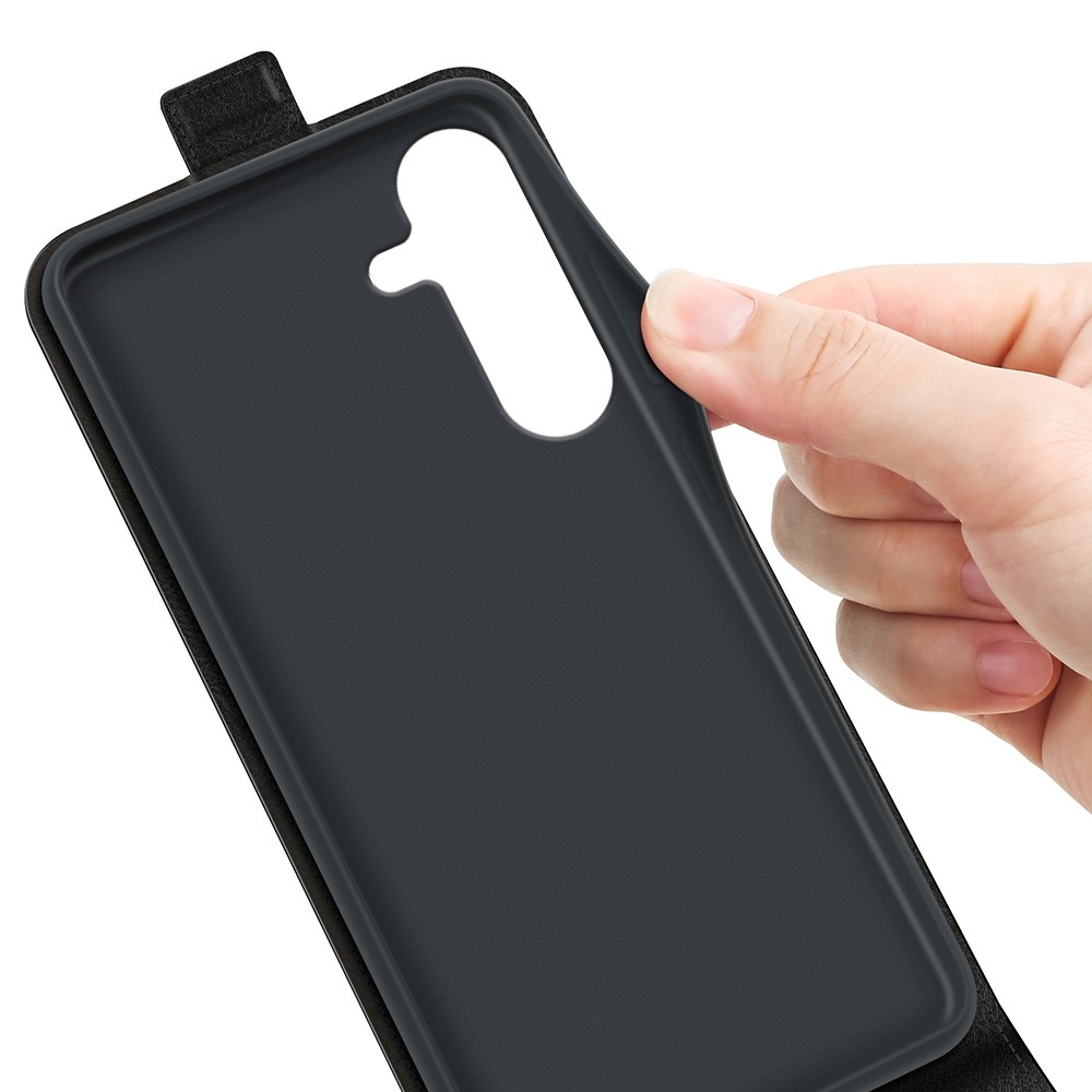 Függőleges könyvtáska Samsung Galaxy S25 készülékhez - fekete
