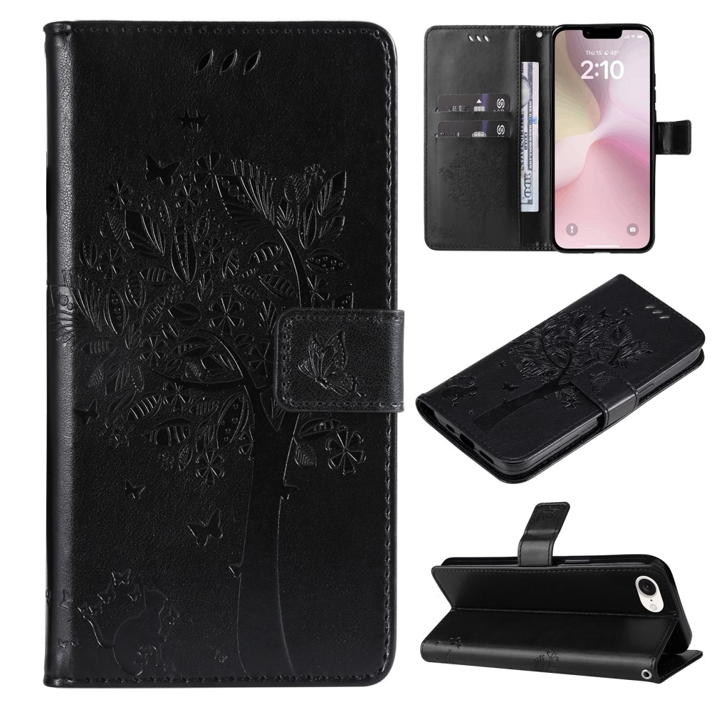 Fák könyvtáska iPhone 16e készülékhez - fekete