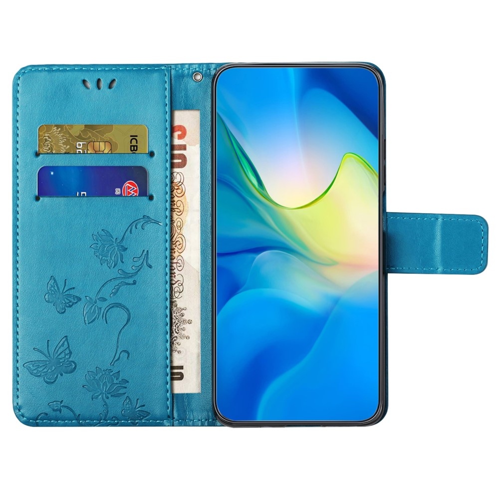 Virágos könyvtáska Samsung Galaxy A36 5G - kék