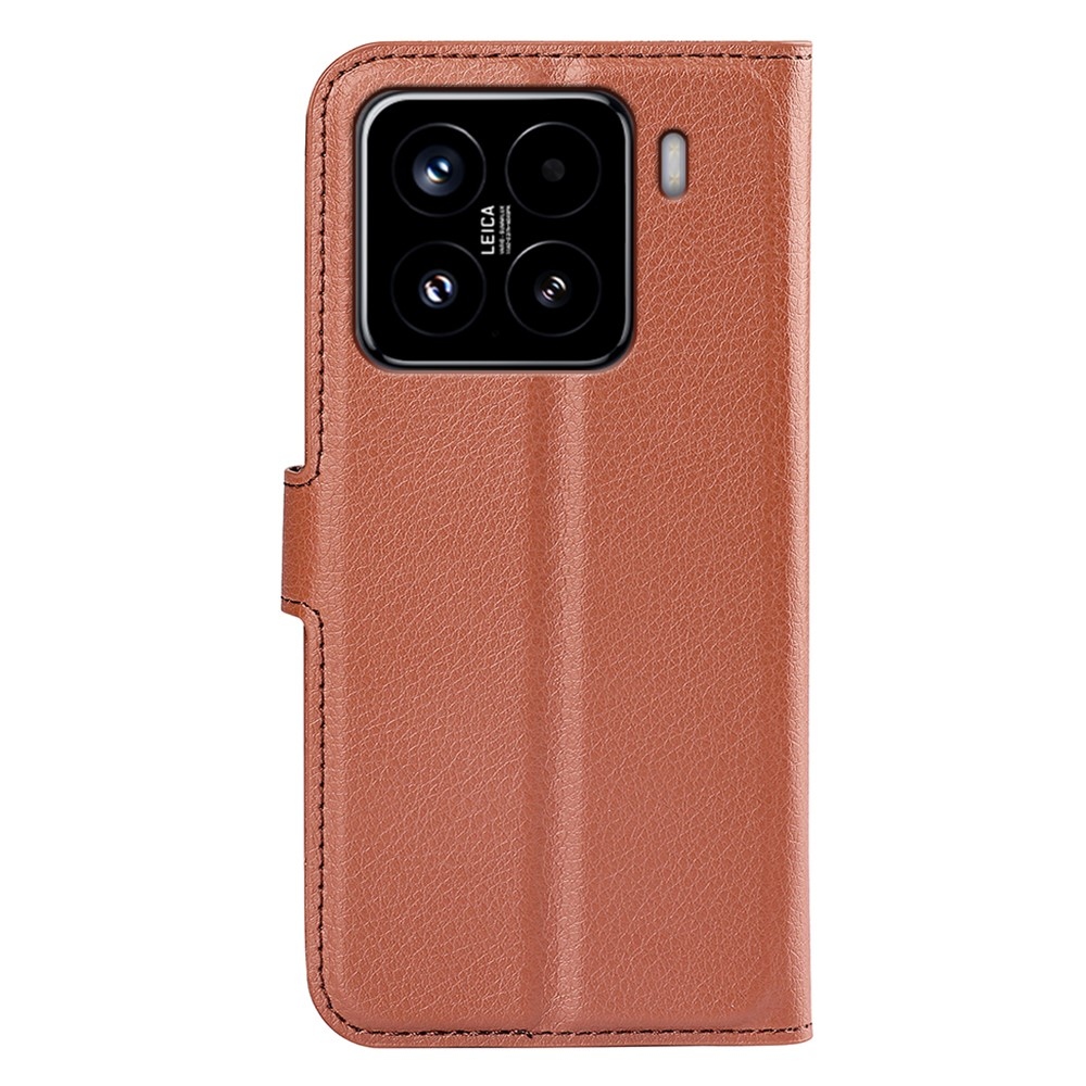Litchi könyv tok a Xiaomi 15-öshöz - barna