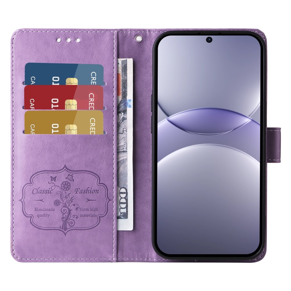 Virágos könyv tok Huawei Nova 13 5G - világos lila