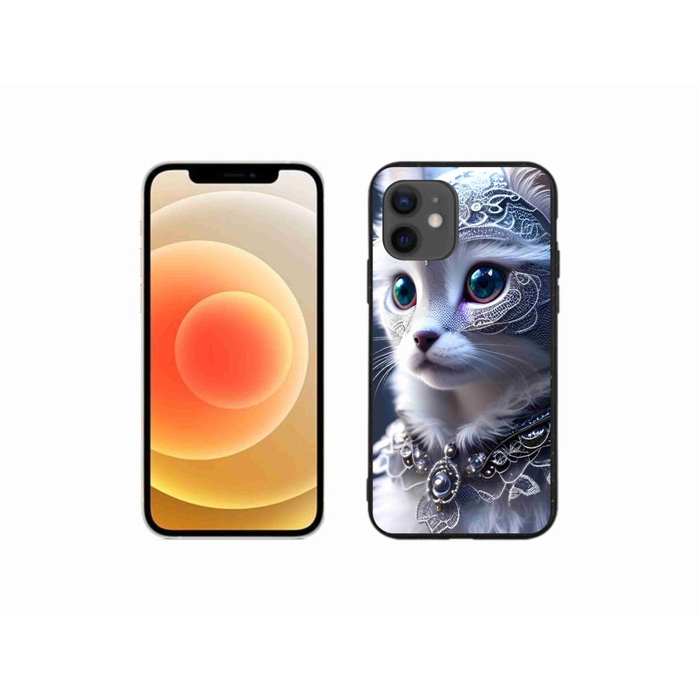 Zselés borítás mmCase iPhone 12 mini készülékhez - fehér macska