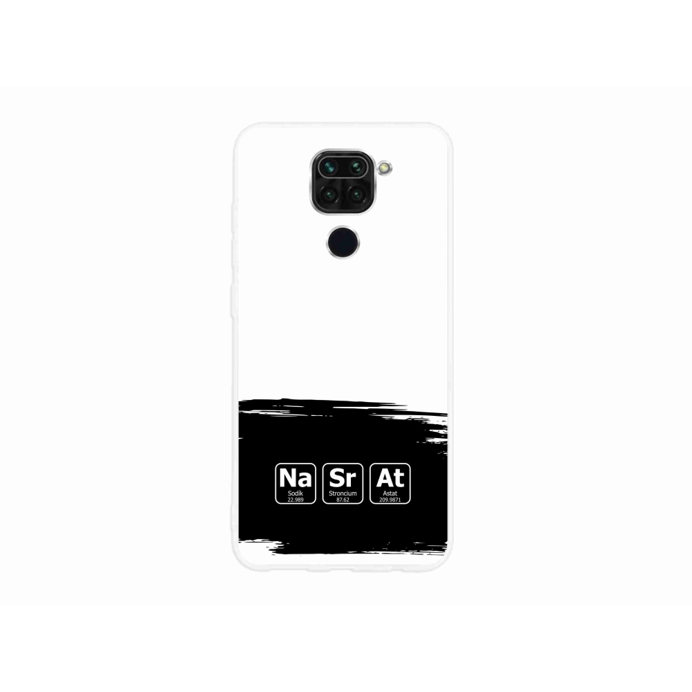 Gél borító mmCase a Xiaomi Redmi Note 9-hez - kémiai elemek fekete és fehér háttérrel